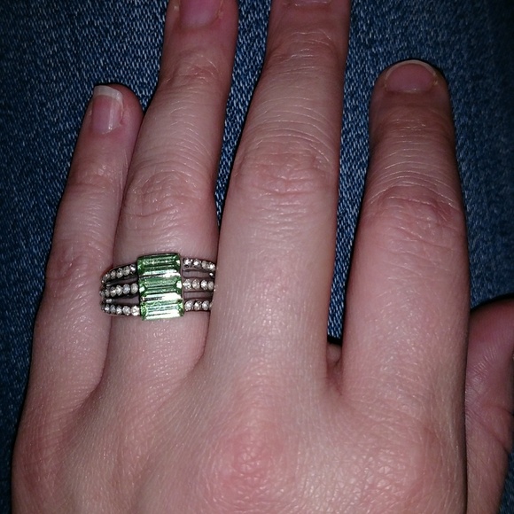 N/A Jewelry - Simulated emerald and swarovski in stainless steel